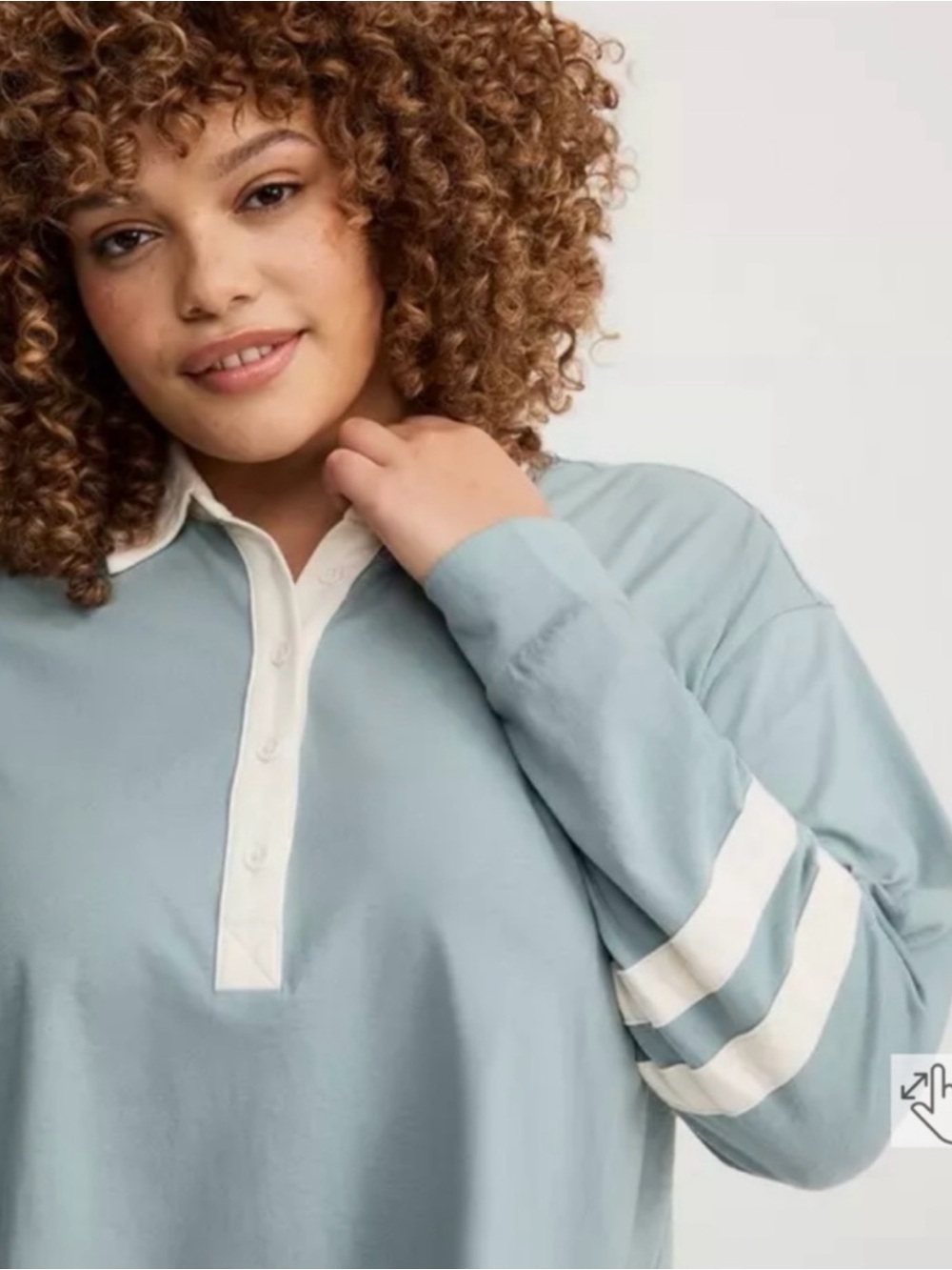 Torrid Blue Polo crop Pullover with White Trim
